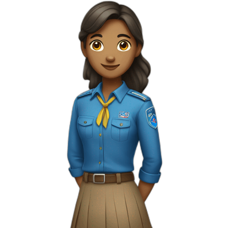 Scout girl with blue shirt with skirt  emoji