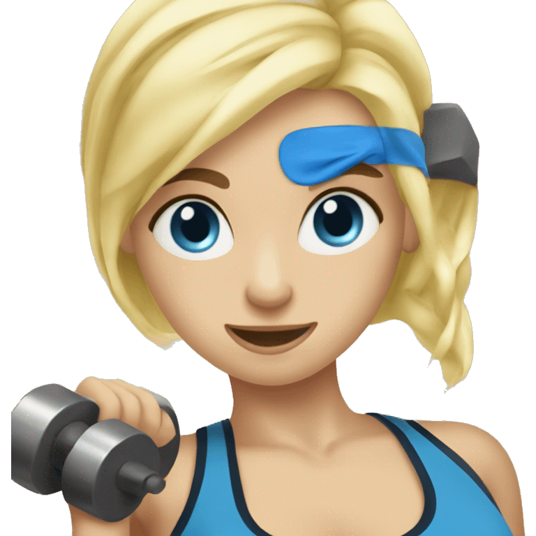 girl working out blue eye blonde hair lifting weights emoji