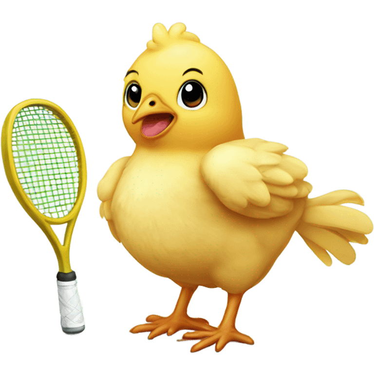 Sweet baby chicken with tennis racquet emoji