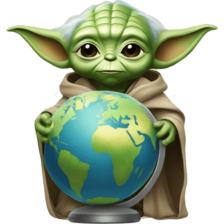 Yoda with globe emoji