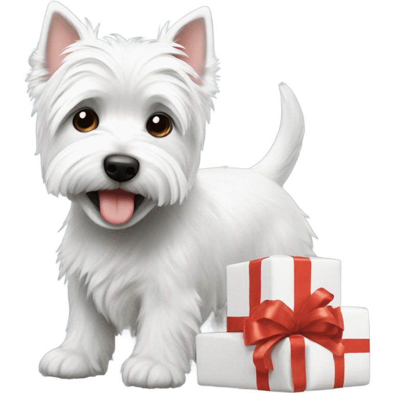 Westie opening presents emoji