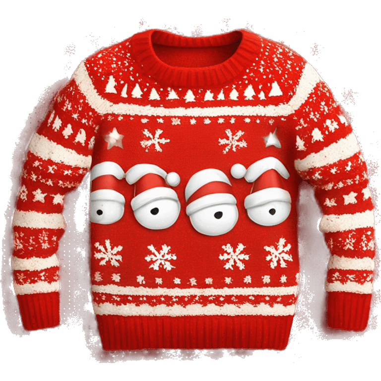 Red christmas sweater with “thing 5” written on it with white letters emoji