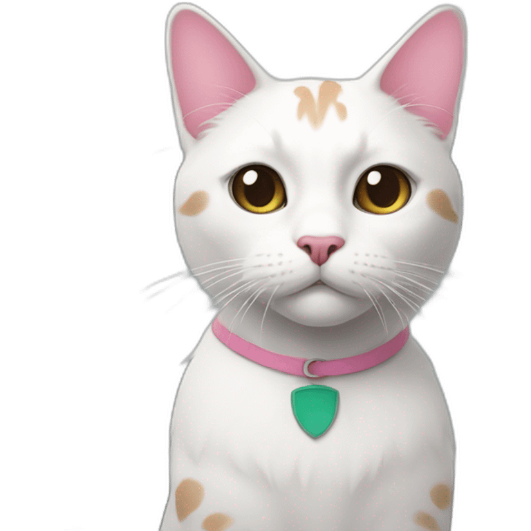 a white common cat with large brown spots on its mask-shaped face and a pink nose and white hair on the bridge. emoji