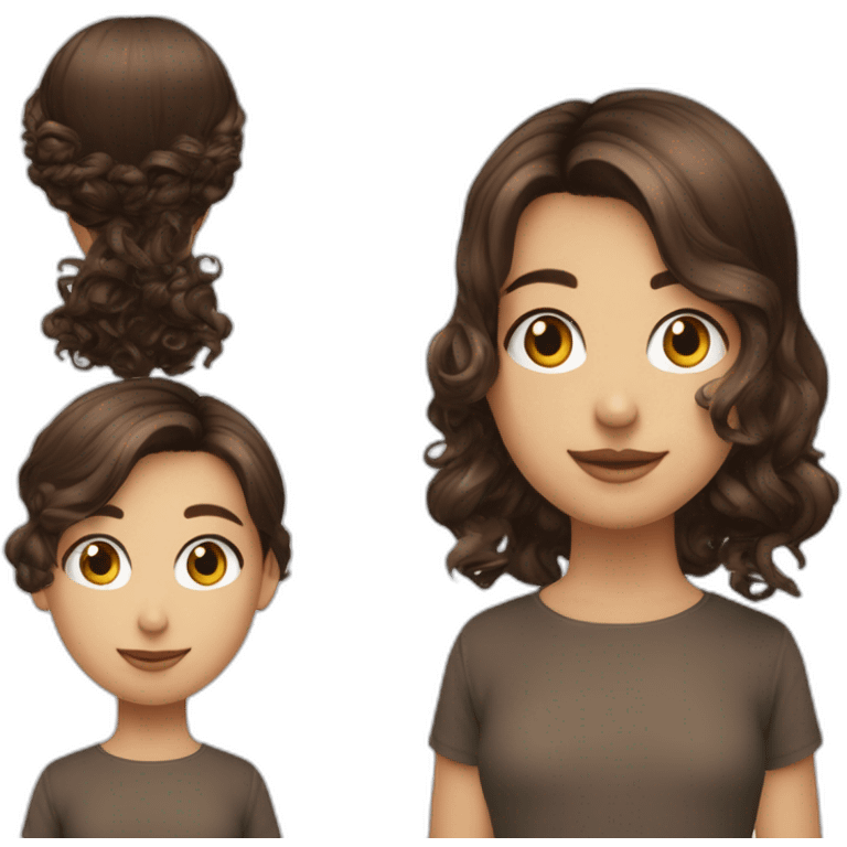 garçon bleu cheveux marrons bouclés avec fille marron cheveux noir lisse emoji