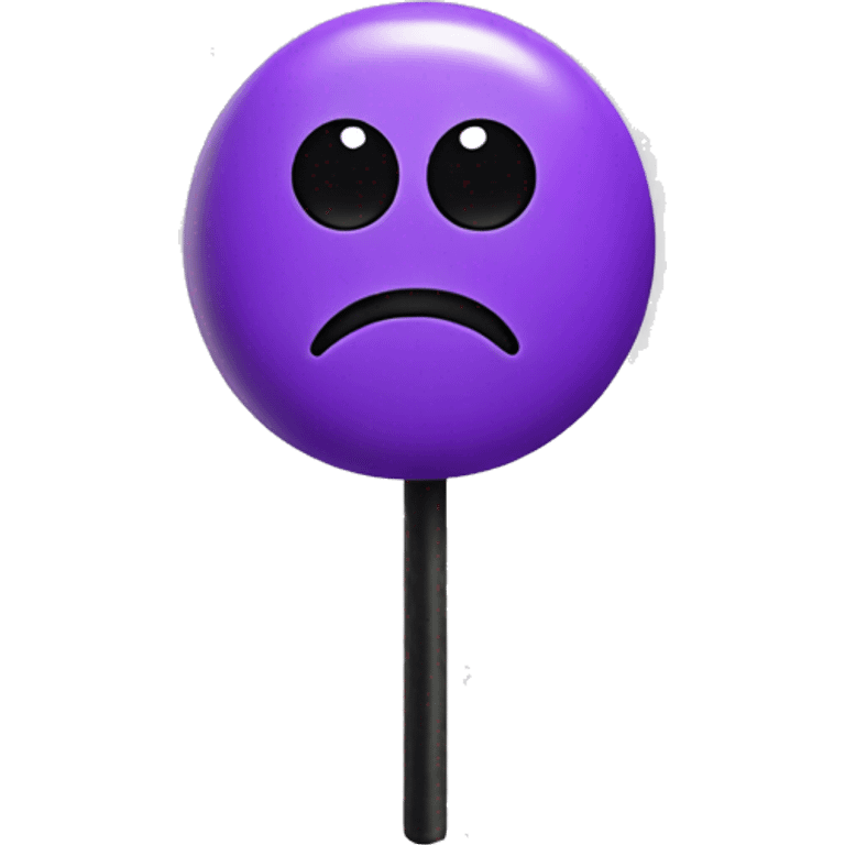 purple lollipop with black stick eyes and mouth with black stick arms and legs emoji