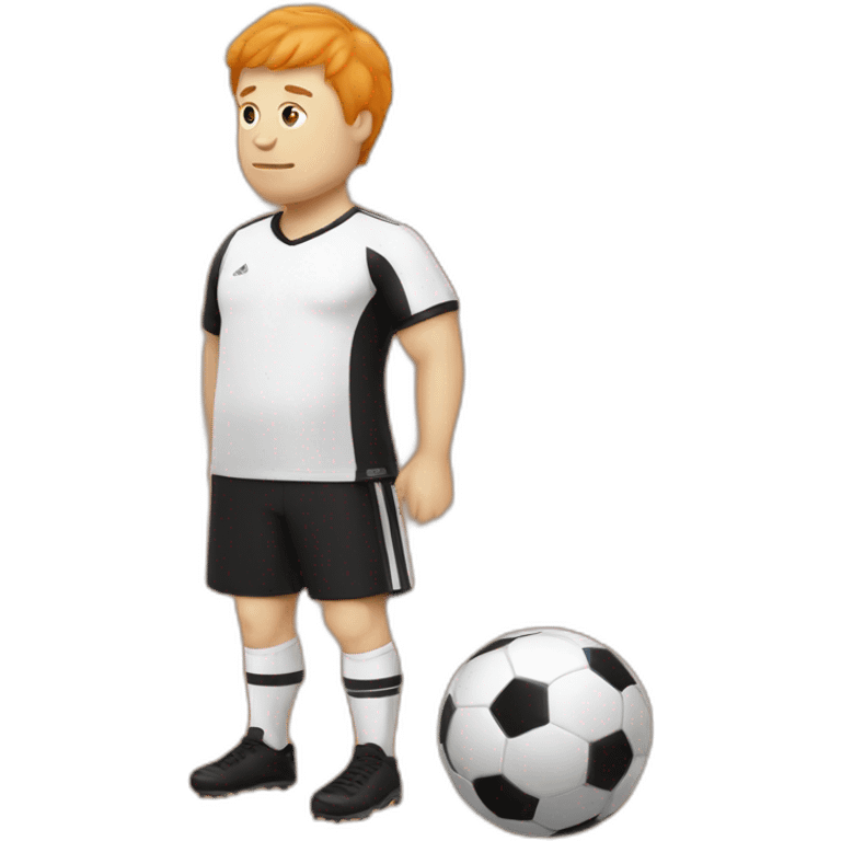 Fat white man play soccer orange and black emoji