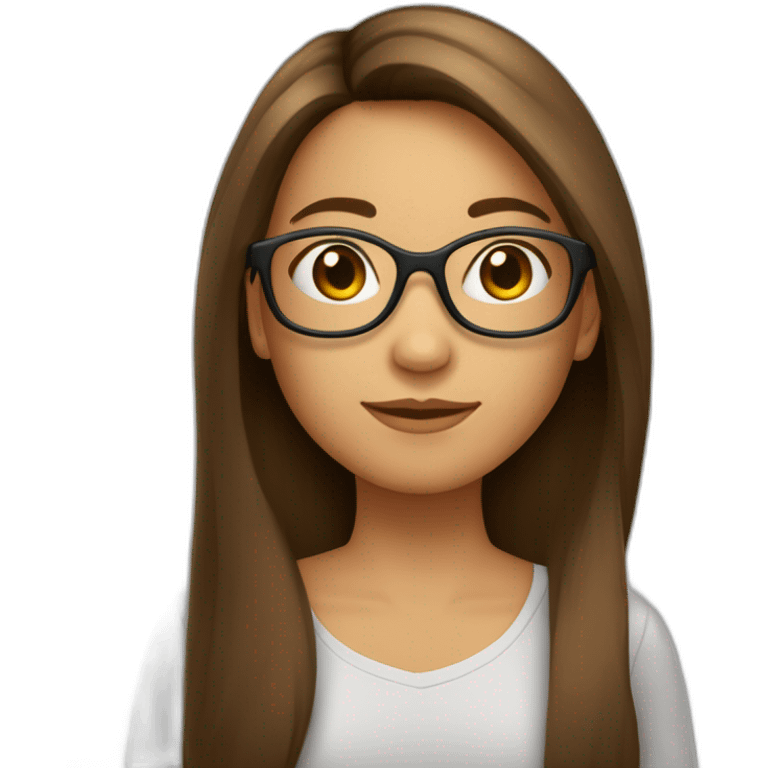 Une fille de 14 ans cheveux brun et mis long lisse avec lunettes ronde  emoji