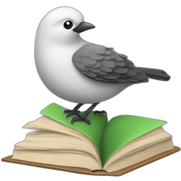 bird reading books emoji