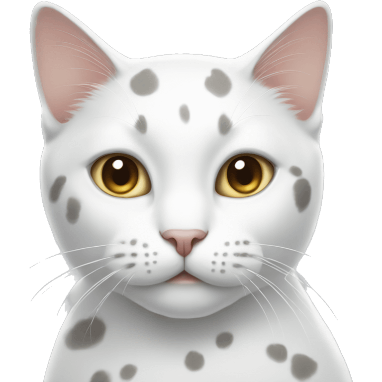 White cat with light grey spots  emoji