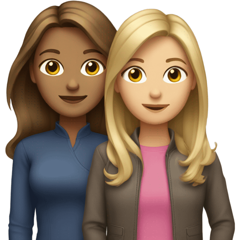 Brown hair with blonde highlights mom and brunette daughter  emoji