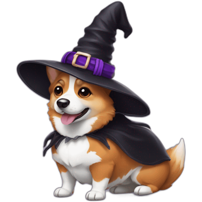 Corgi body wearing witch costume emoji