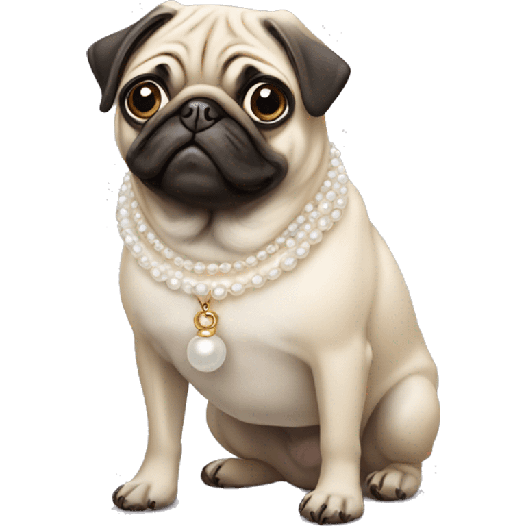 Pug wearing pearl necklace  emoji