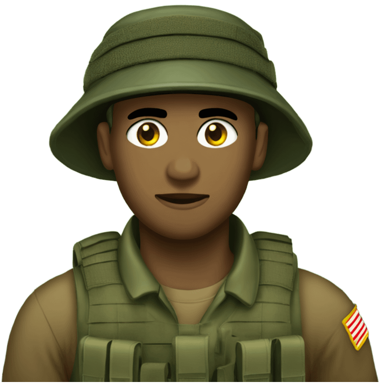 recon marine in jungle fatigues with bush hat emoji