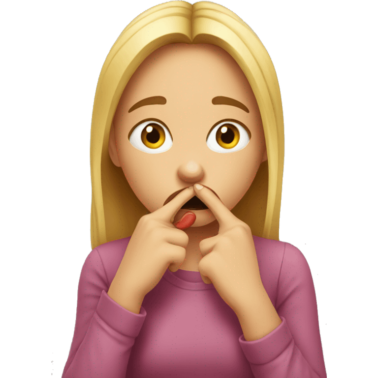 Girl biting her finger, stressed emoji