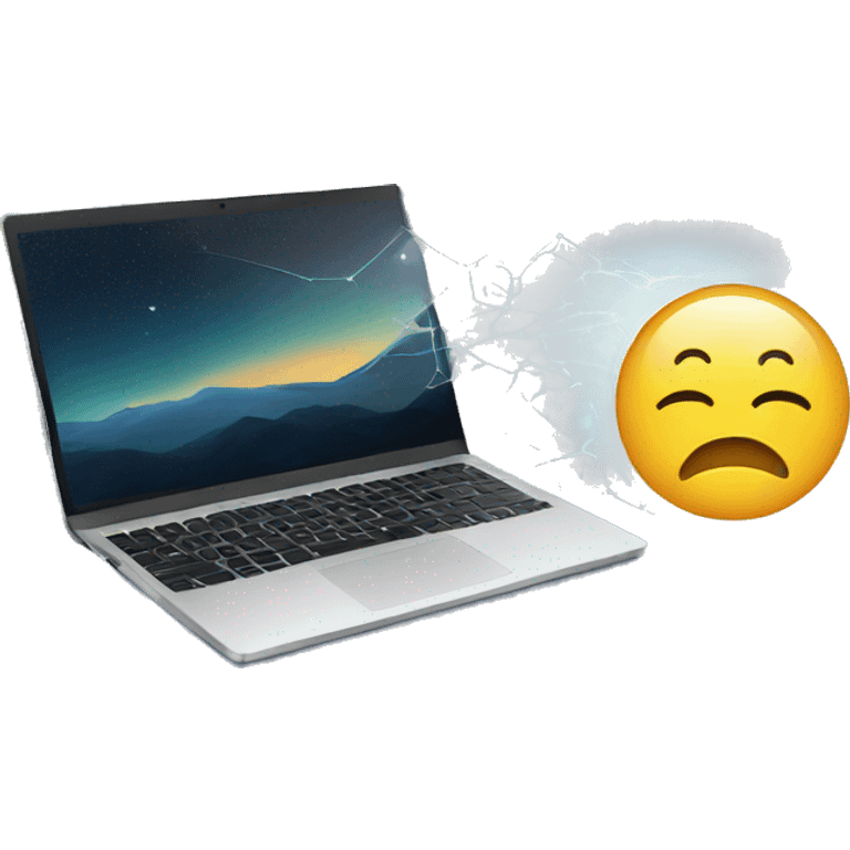 Laptop screen with bad metrics and sleepy emoji emoji