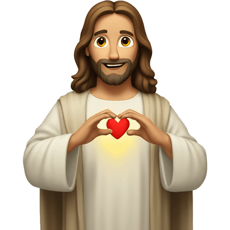 Jesus Christ making a heart sign with his hands emoji