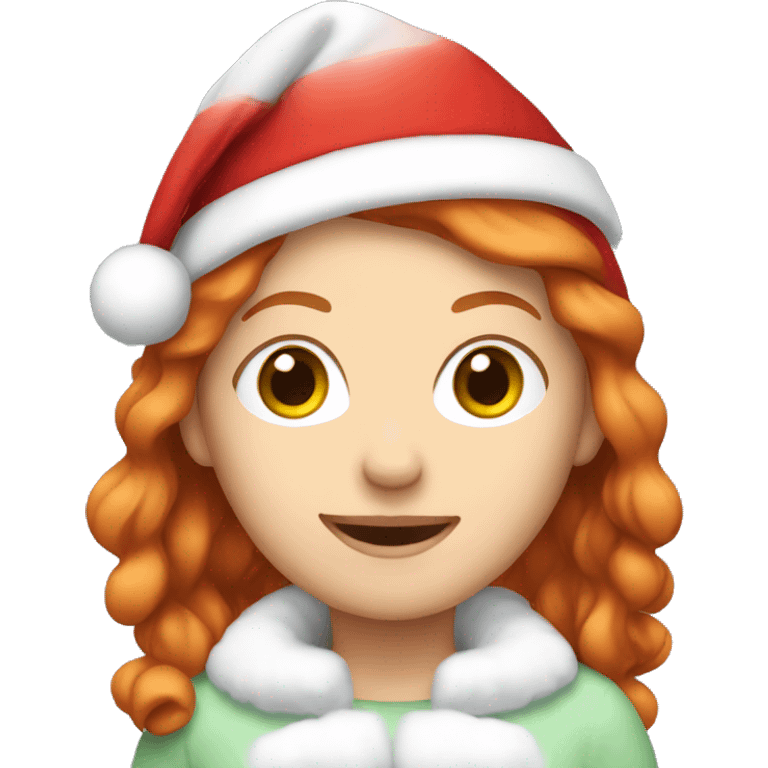 Red haired white girl with a christmas hat on emoji