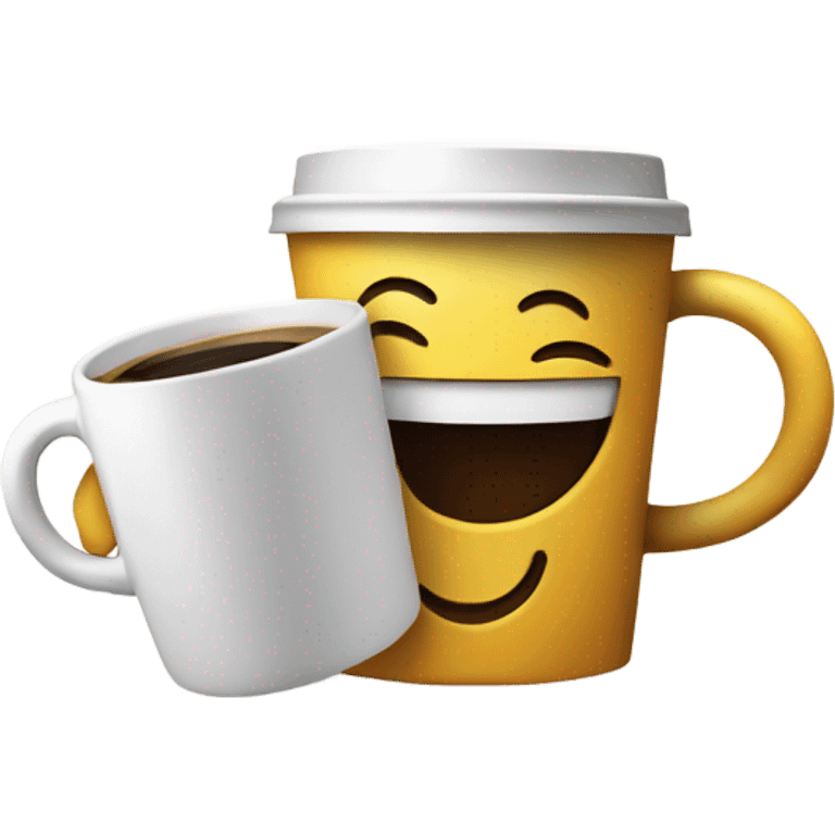 smiley face with coffee in one hand and a book in  emoji