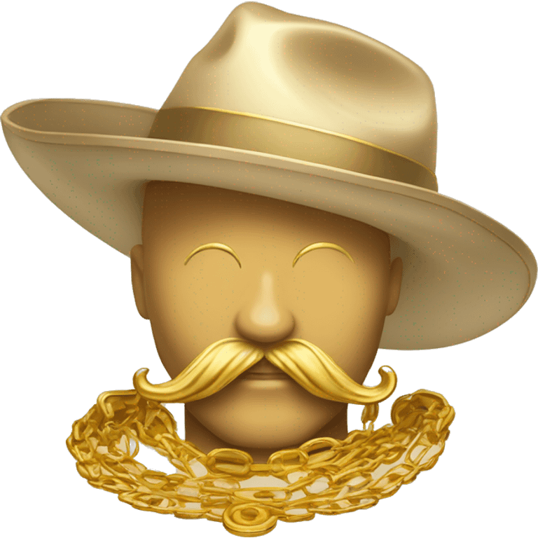 Honbre con bigote y sombrero con una cadena de oro emoji