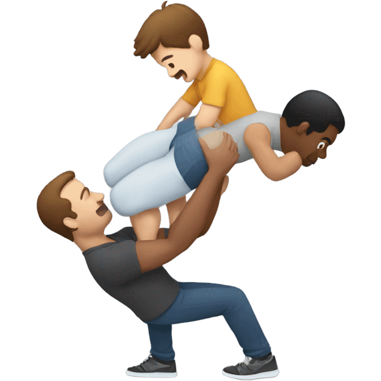 Guy lifting another guys emoji