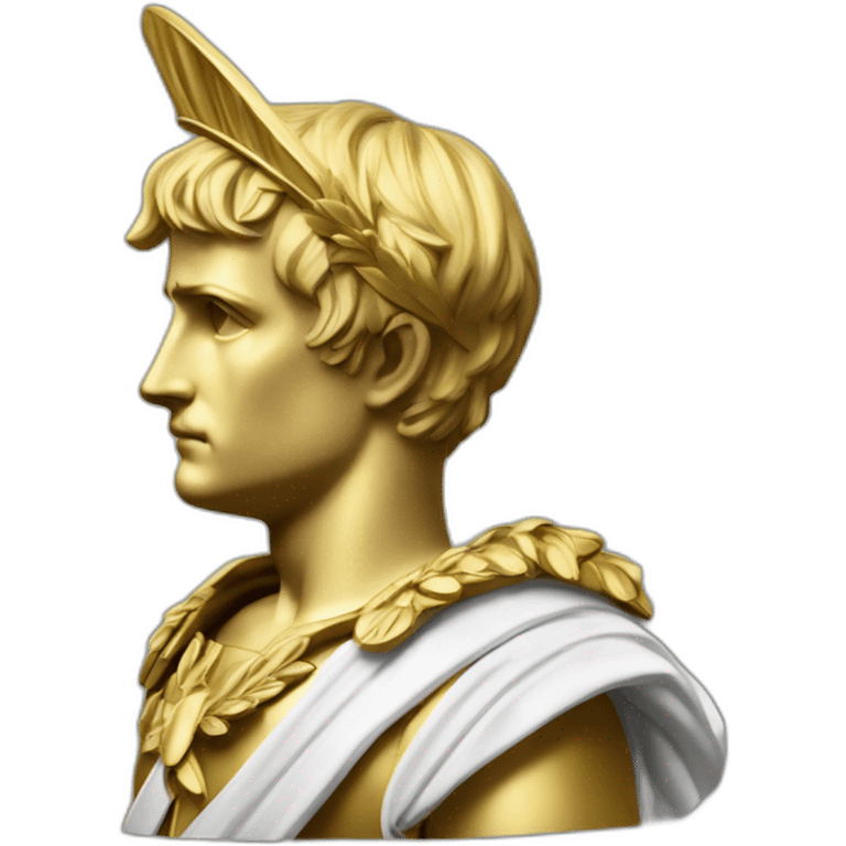 Laurel wreath short hair serious napoleon bonaparte golden statue emoji