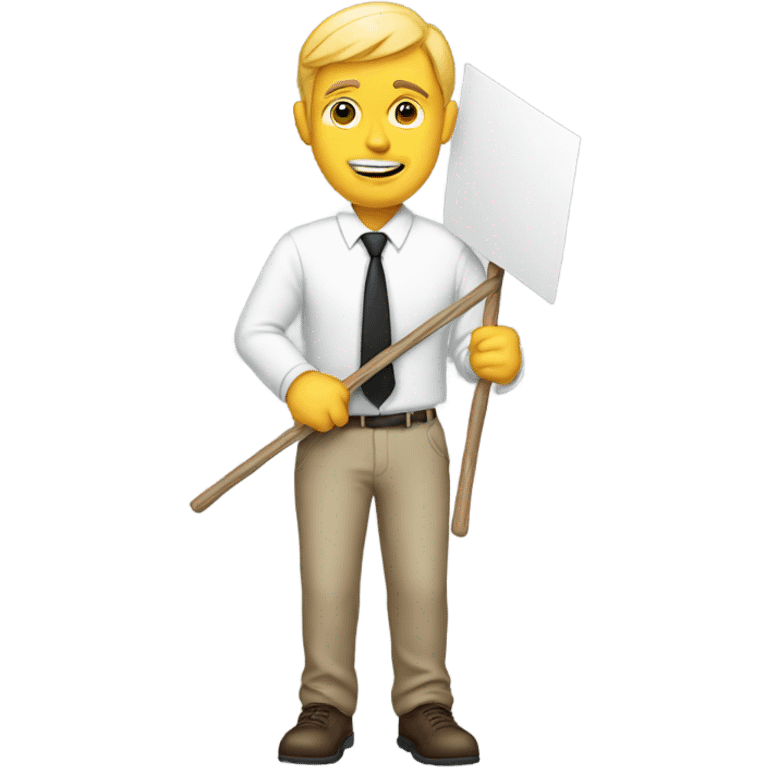 white man holding placard on stick emoji