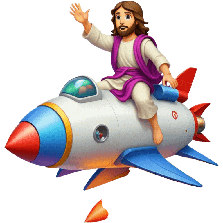 Jesus riding a rocket ship boom! emoji