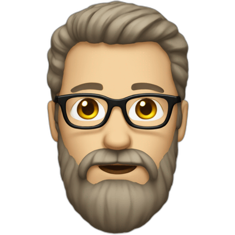 white man with a long beard brown hair and glasses emoji