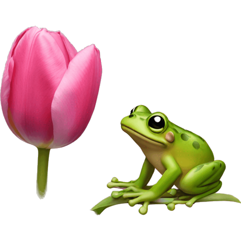 frog on pink tulip emoji