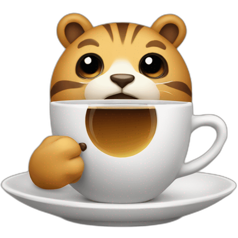 random animal with cup of coffee emoji