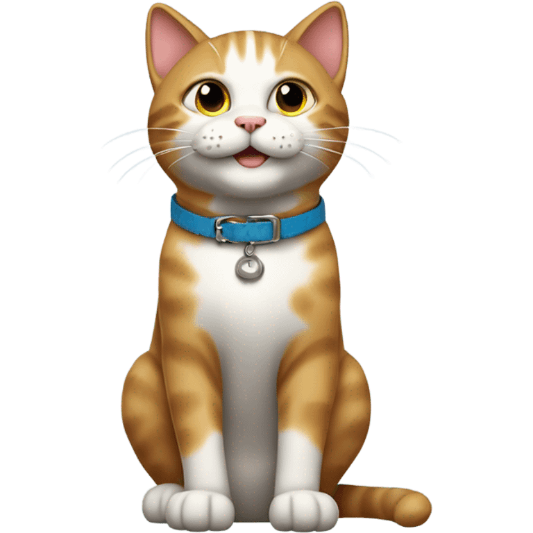 Happy cat, full body cat, cat collar, side perspective emoji