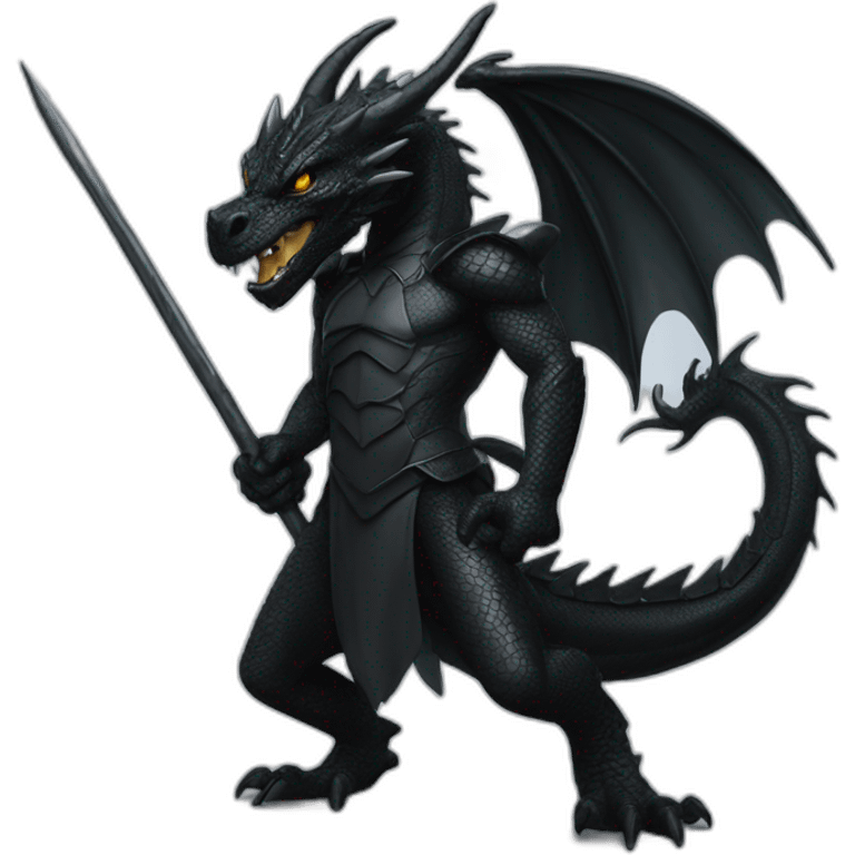 black human Dragon with spear emoji