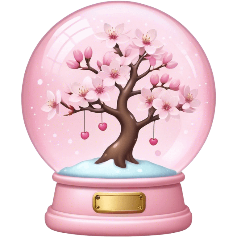 Pastel pink snow globe，Cherry blossom，dream emoji