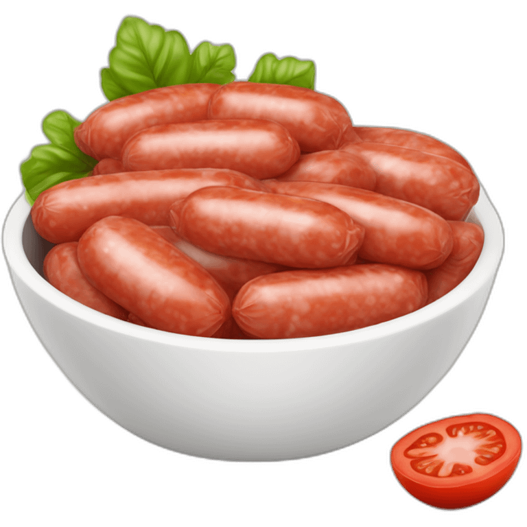 Plein de rondelles de saucisse mélanger à de la sauce tomate sur du riz blanc dans un petit bol emoji