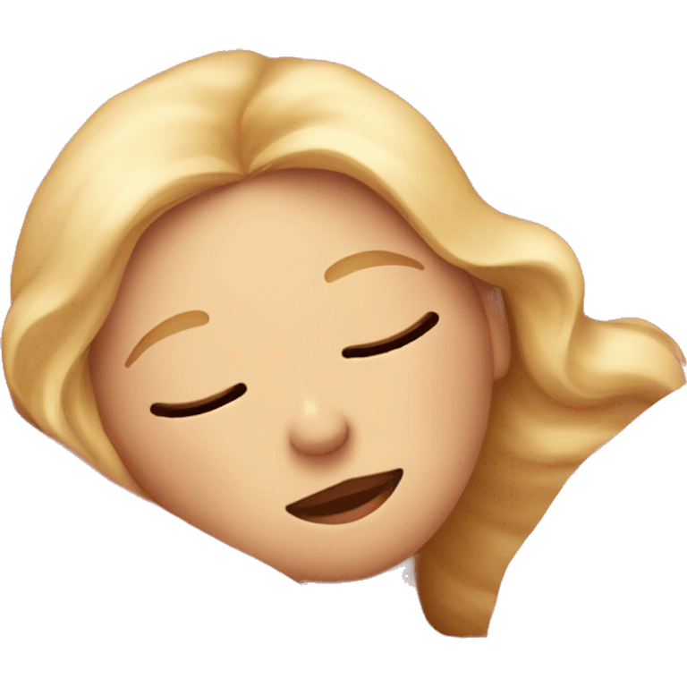 blonde girl sleeping in pink sheets emoji