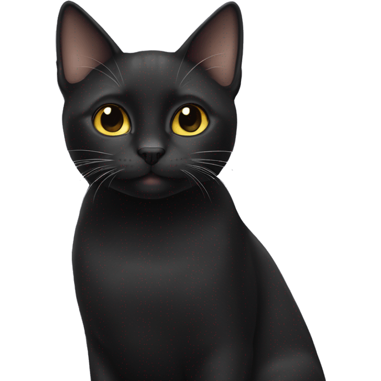 black cat domestic short-haired with half white mouth emoji