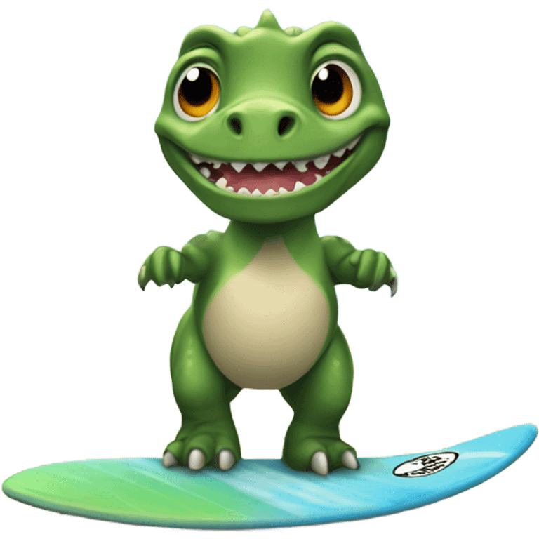 dinosaurio en tabla de surf emoji