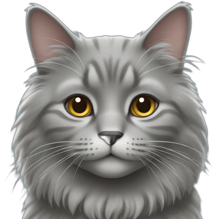 fluffy grey cat emoji