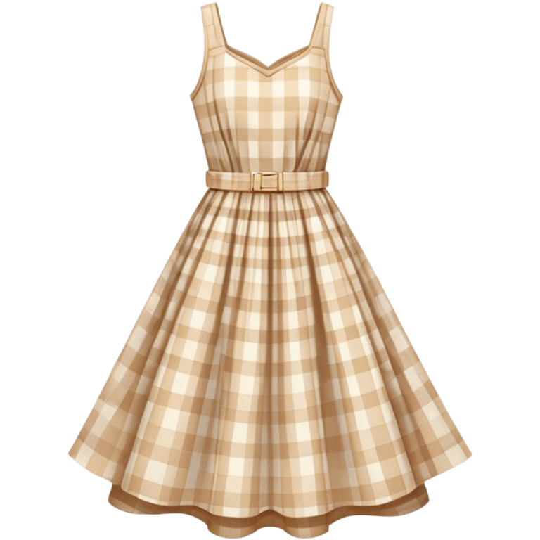 pastel beige plaid spring dress floating in the air emoji