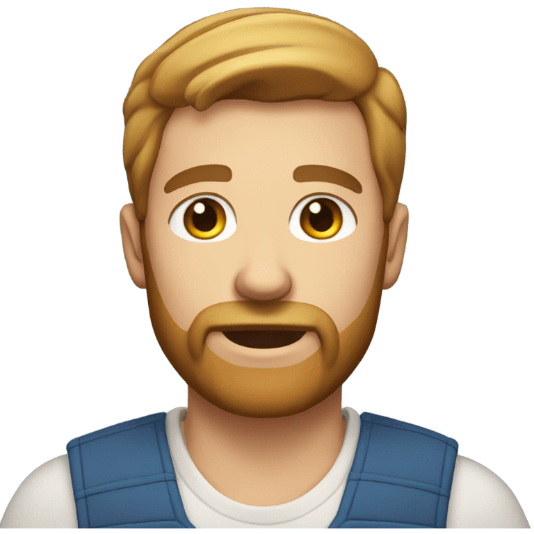 Male farmer with facial hair (light brown hair and BLUE eyes) emoji