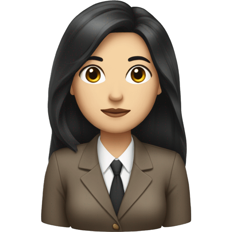 Female defense attorney with long black hair with brown suit emoji