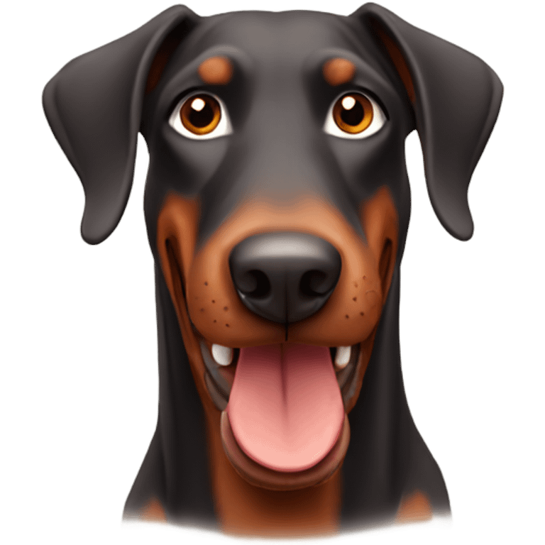 Red Doberman looking happy emoji