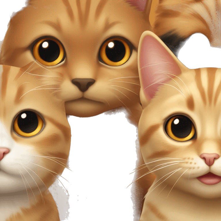 Tabby cat, orange cat, and black fluffy cat gold eyes  emoji