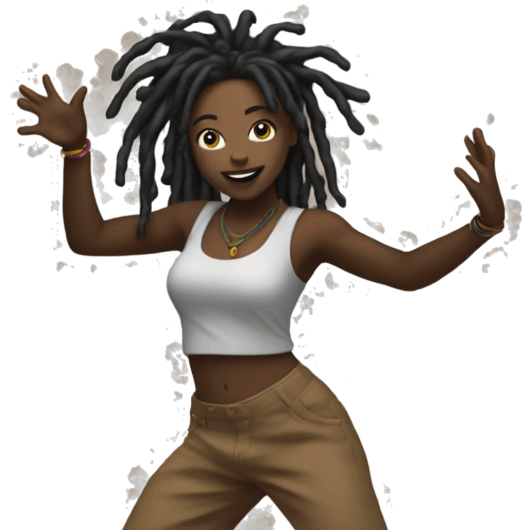 BLACK GIRL WITH DREADS DANCING emoji