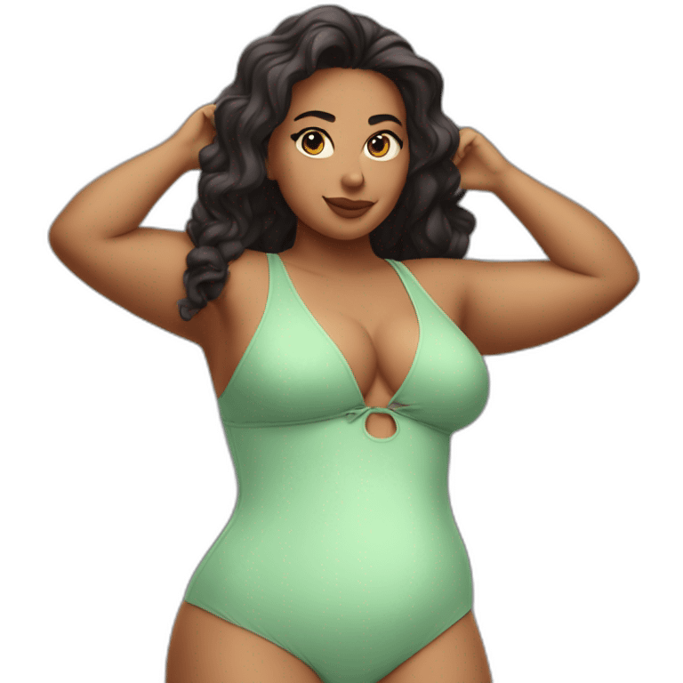 Slim-Thicc caucasian woman swimsuit posing emoji