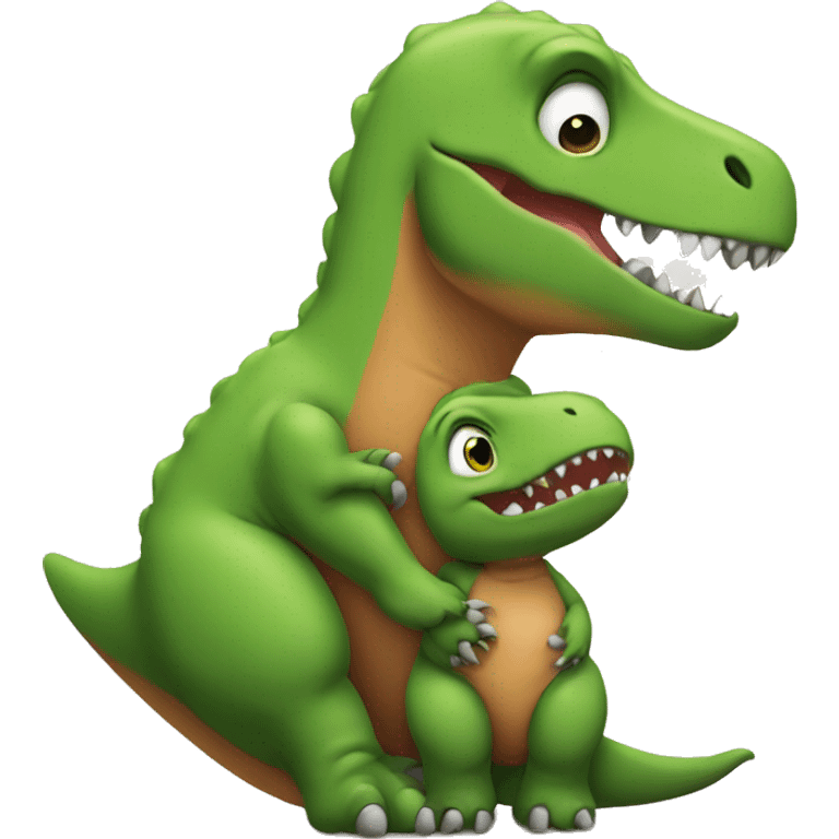 Baby T-Rex hugging his mother emoji