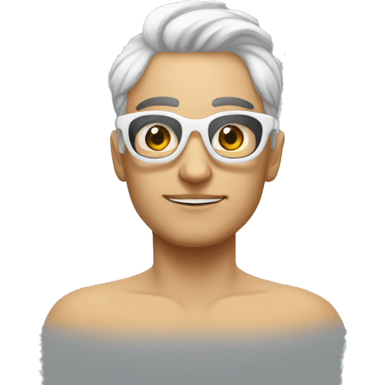 persona calva blanca con lentes y tatuajes emoji