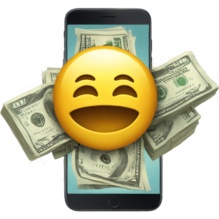 smartphone with money emoji