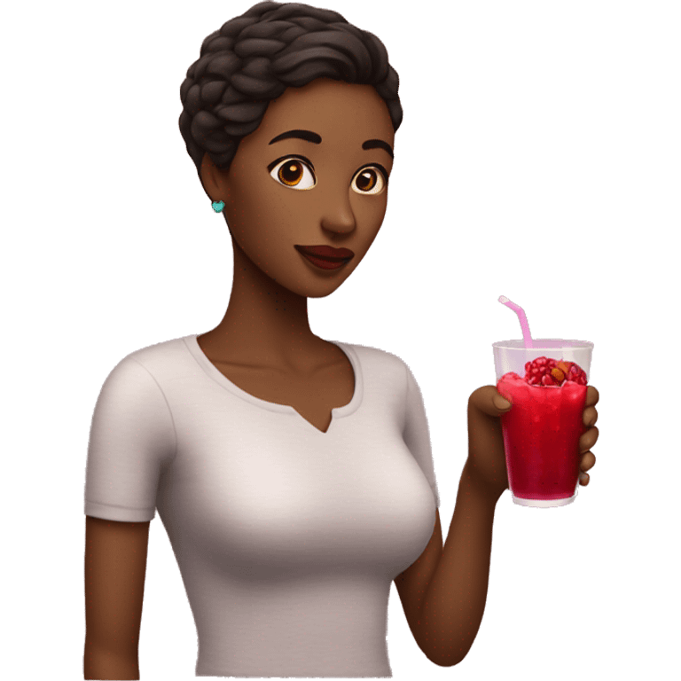 woman drinks pomegranade juice emoji