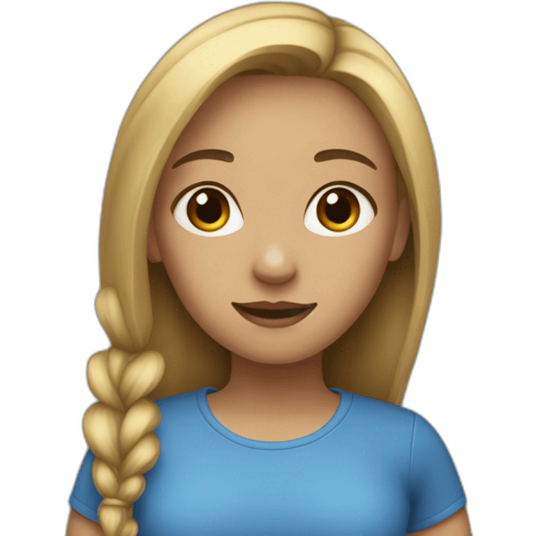 Girl with blue eay and dark blond hear emoji